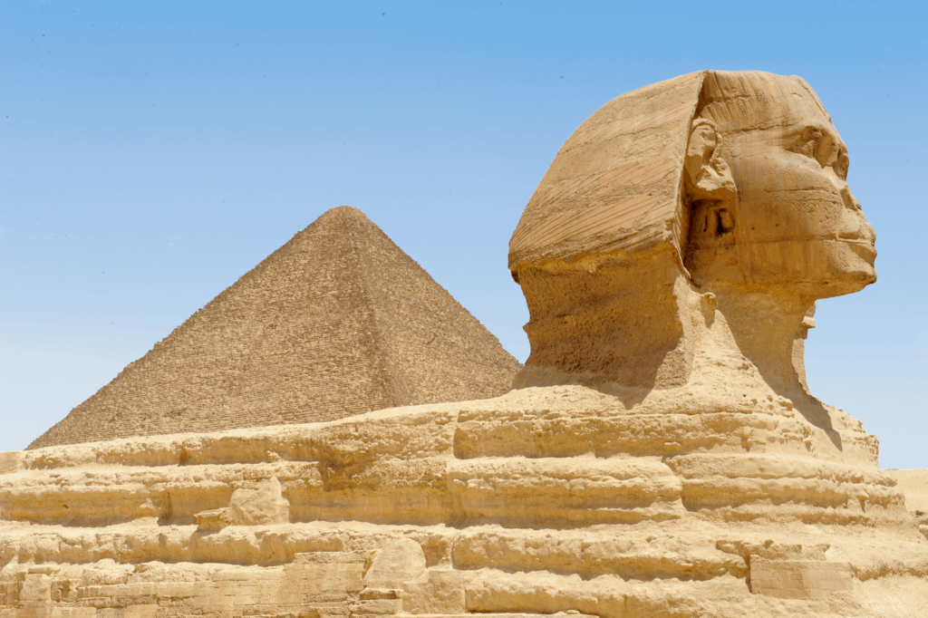 Sphinx and Great Pyramid of Giza, iconic symbols of ancient Egypt, highlighting cultural heritage and historical exploration in National Geographic Expeditions.